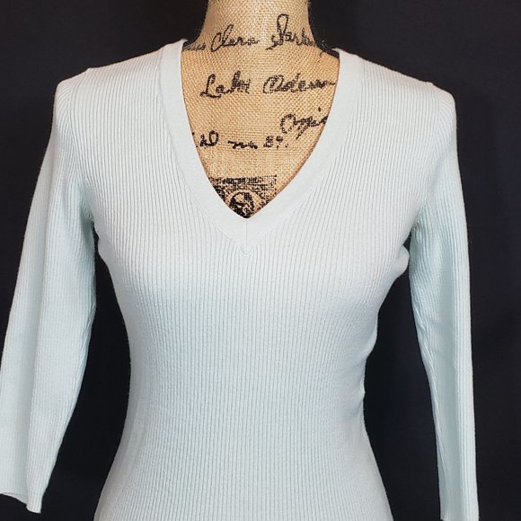 Old Navy Ribbed Knit Mint Green Sweater 3/4 length Sleeves - Picture 1 of 7